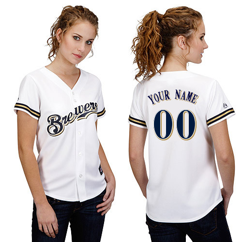 Customized Milwaukee Brewers Baseball Jersey-Women's Authentic Home White Cool Base MLB Jersey